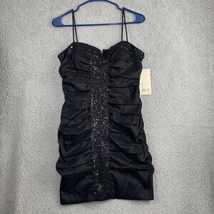 Hailey Logan by Adrianna Papell Rouched Glitter Mini Dress - Black, Size 7/8 NWT